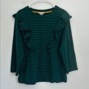 Anthropologie Green and Navy Striped Top